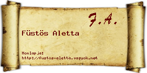 Füstös Aletta névjegykártya